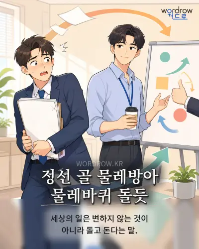 한국어 속담 “정선 골 물레방아 물레바퀴 돌듯” 1컷 일러스트