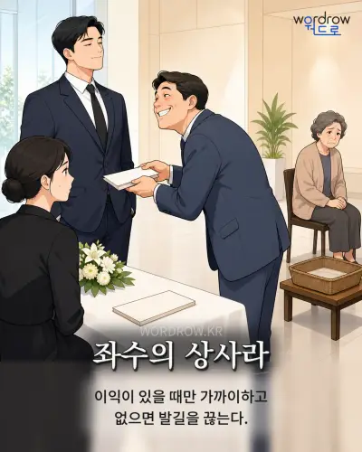 한국어 속담 “좌수의 상사라” 1컷 일러스트