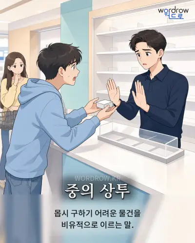 한국어 속담 “중의 상투” 1컷 일러스트