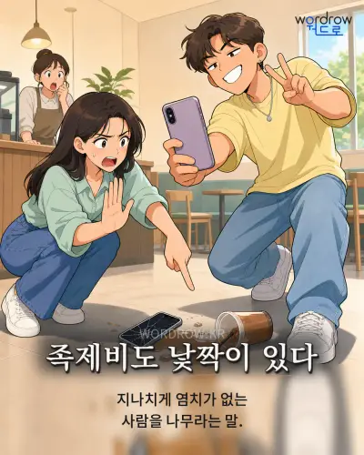 한국어 속담 “족제비도 낯짝이 있다” 1컷 일러스트