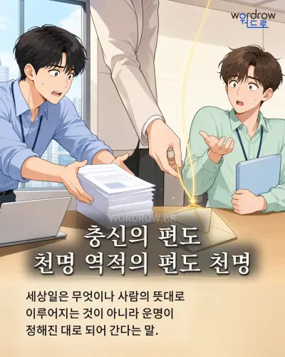 한국어 속담 “충신의 편도 천명 역적의 편도 천명” 1컷 일러스트