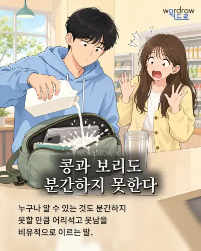 한국어 속담 “콩과 보리도 분간하지 못한다” 1컷 일러스트
