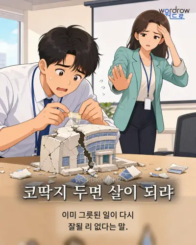 한국어 속담 “코딱지 두면 살이 되랴” 1컷 일러스트