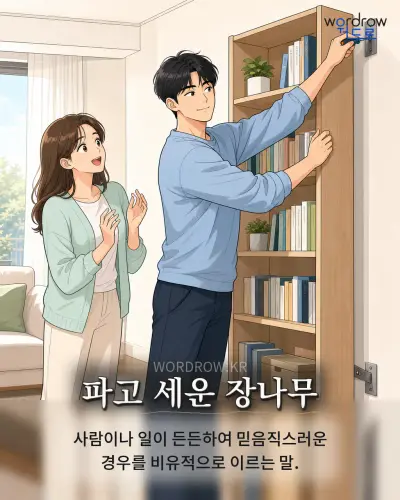 한국어 속담 “파고 세운 장나무” 1컷 일러스트