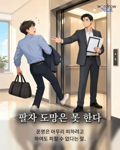 한국어 속담 “팔자 도망은 못 한다” 1컷 일러스트