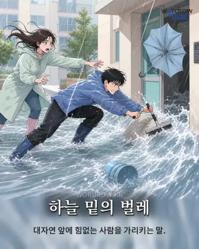 한국어 속담 “하늘 밑의 벌레” 1컷 일러스트