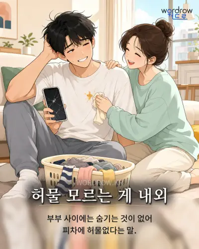 한국어 속담 “허물 모르는 게 내외” 1컷 일러스트