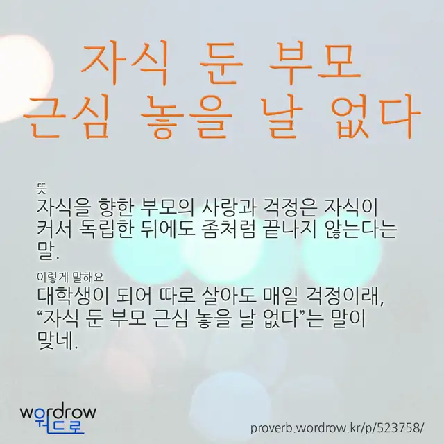 “자식 둔 부모 근심 놓을 날 없다” 글씨와 뜻·예문이 완성된 속담 영상 포스터