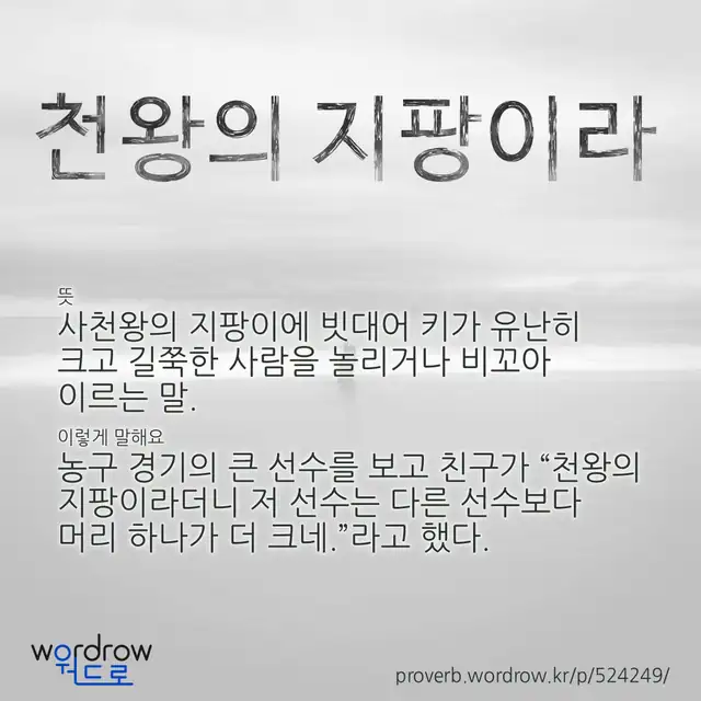 “천왕의 지팡이라” 글씨와 뜻·예문이 완성된 속담 영상 포스터