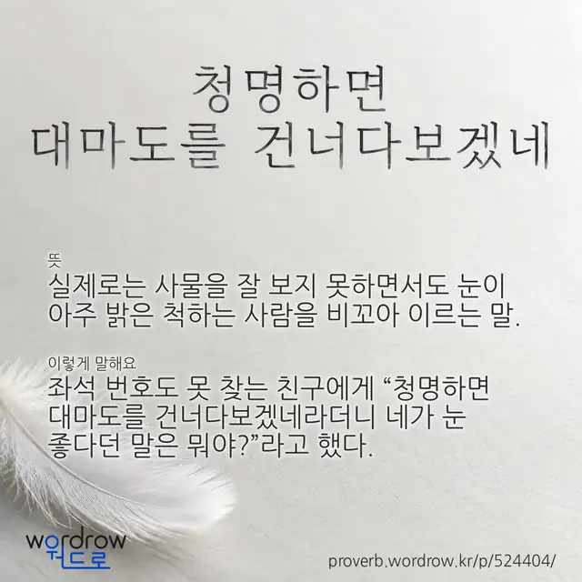 “청명하면 대마도를 건너다보겠네” 글씨와 뜻·예문이 완성된 속담 영상 포스터