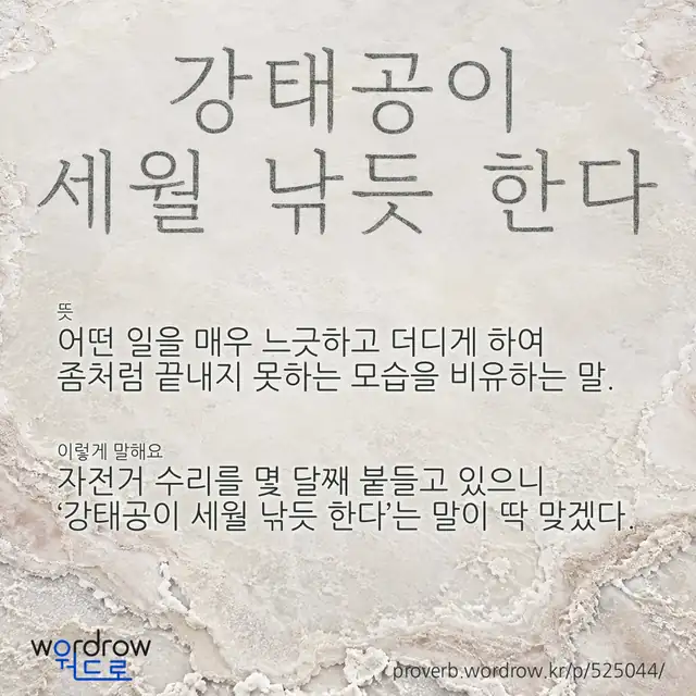 “강태공이 세월 낚듯 한다” 글씨와 뜻·예문이 완성된 속담 영상 포스터