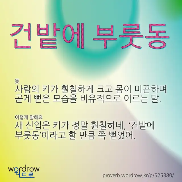 “건밭에 부룻동” 글씨와 뜻·예문이 완성된 속담 영상 포스터
