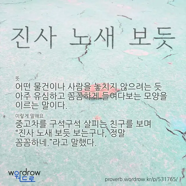 “진사 노새 보듯” 글씨와 뜻·예문이 완성된 속담 영상 포스터
