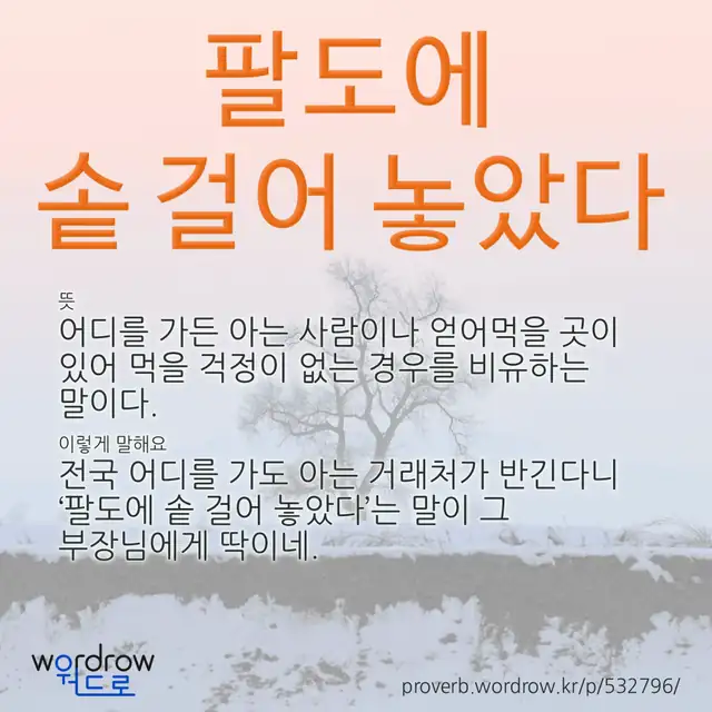 “팔도에 솥 걸어 놓았다” 글씨와 뜻·예문이 완성된 속담 영상 포스터